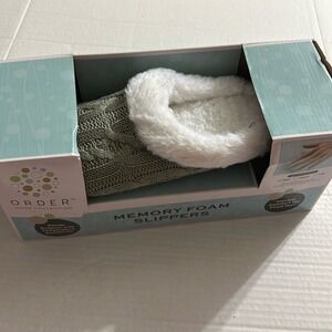 Order Home Collection Memory Foam Slippers Sage Green Cable Knit Women Small 5-6